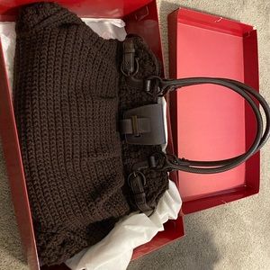 Brown knit Ferragamo bag NWOT